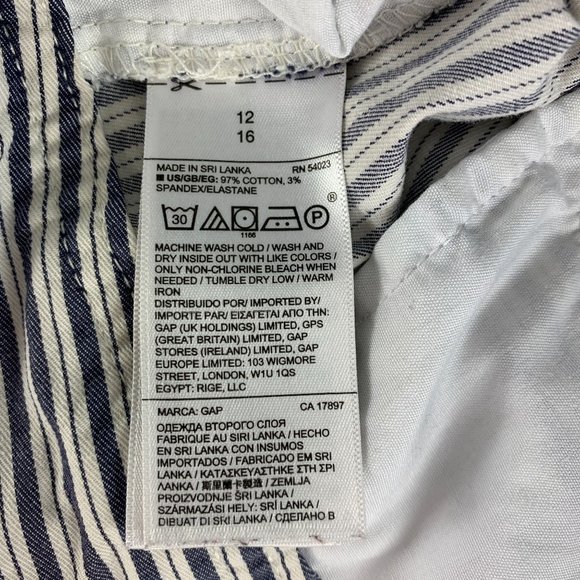 GAP 12 City Short High Rise 32" x 3.5" Navy White Stripe Nautical Mini - Picture 4 of 5